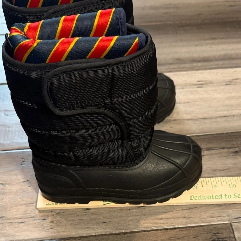 Polo by Ralph Lauren Black Kids Winter Boots with Red Logo